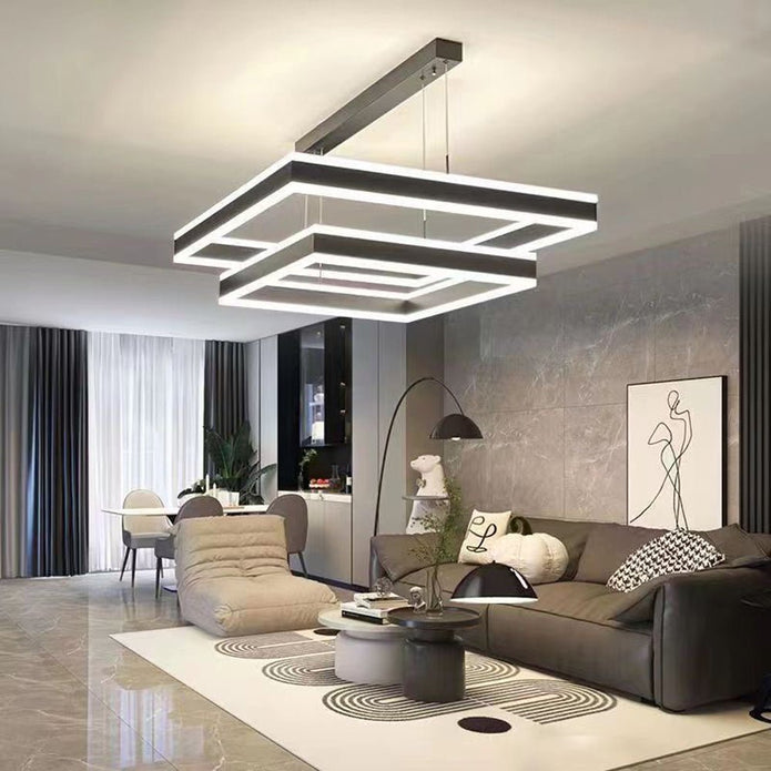 Modern Adjustable LED Square Pendant Chandelier