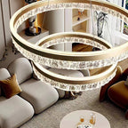 Gold 3-Ring Luxury LED Pendant Chandelier
