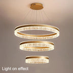 Gold 3-Ring Luxury LED Pendant Chandelier
