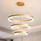 Gold 3-Ring Luxury LED Pendant Chandelier