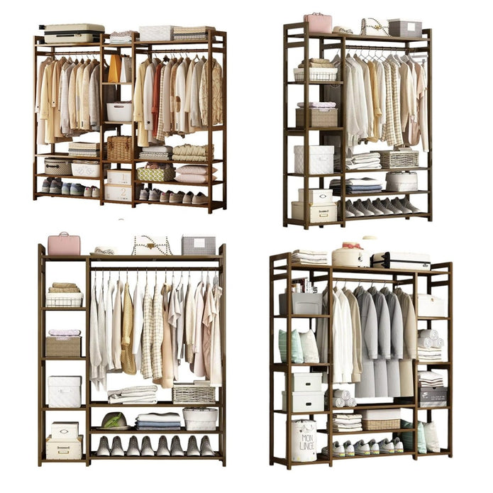 Stylish Bamboo Clothes Rack with Shelves