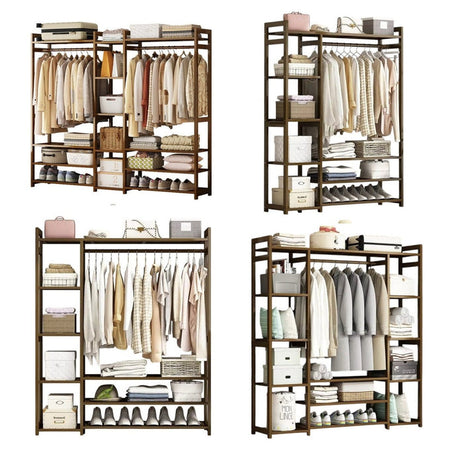 Stylish Bamboo Clothes Rack with Shelves