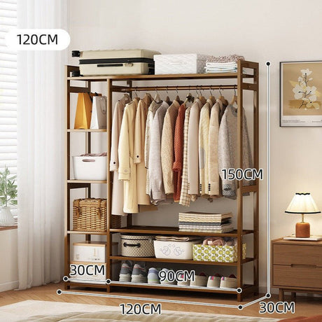 Stylish Bamboo Clothes Rack with Shelves