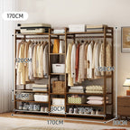 Bamboo Garment Rack with Storage Shelves
