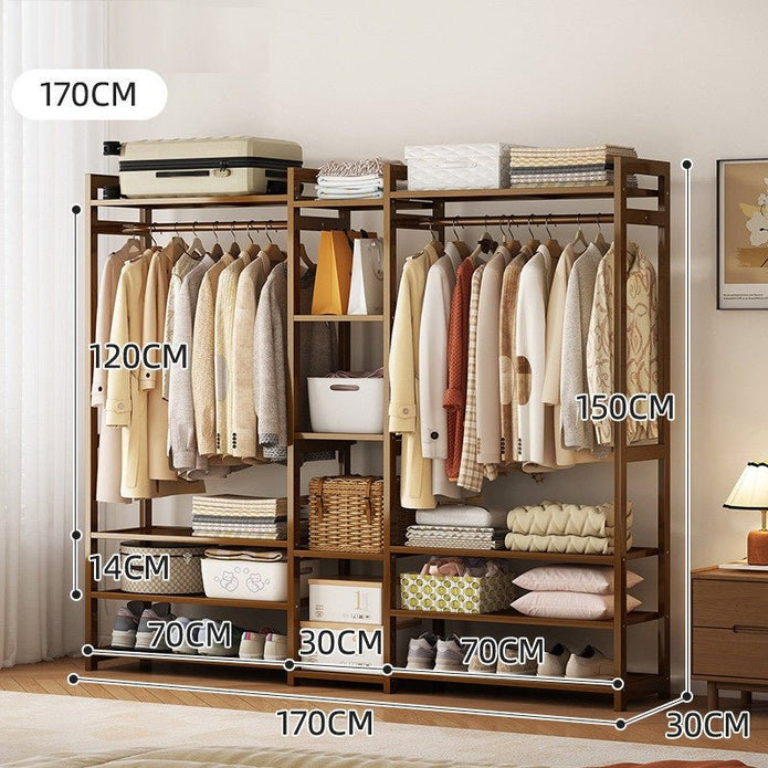 Bamboo Garment Rack with Storage Shelves