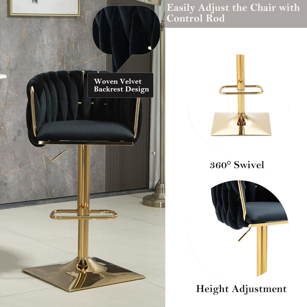 SERENITÀ Modern Velvet Adjustable Bar Stools