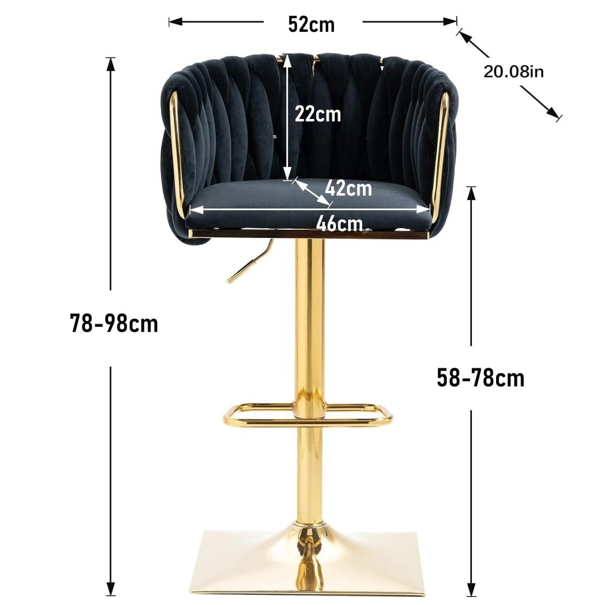 SERENITÀ Modern Velvet Adjustable Bar Stools