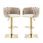 SERENITÀ Adjustable Velvet Bar Stools - Set of 2