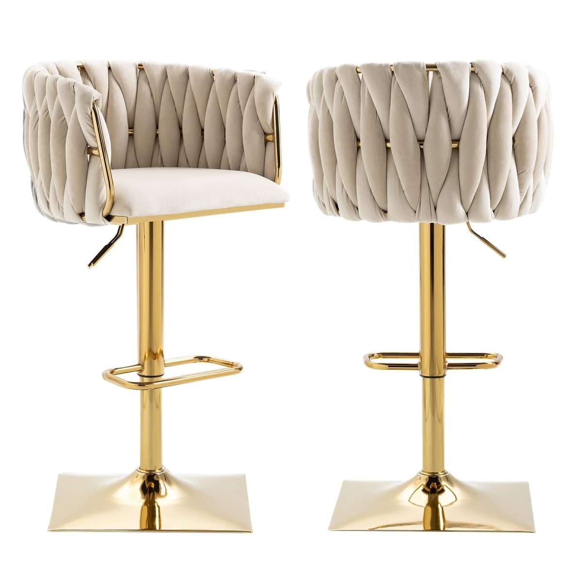 SERENITÀ Adjustable Velvet Bar Stools - Set of 2