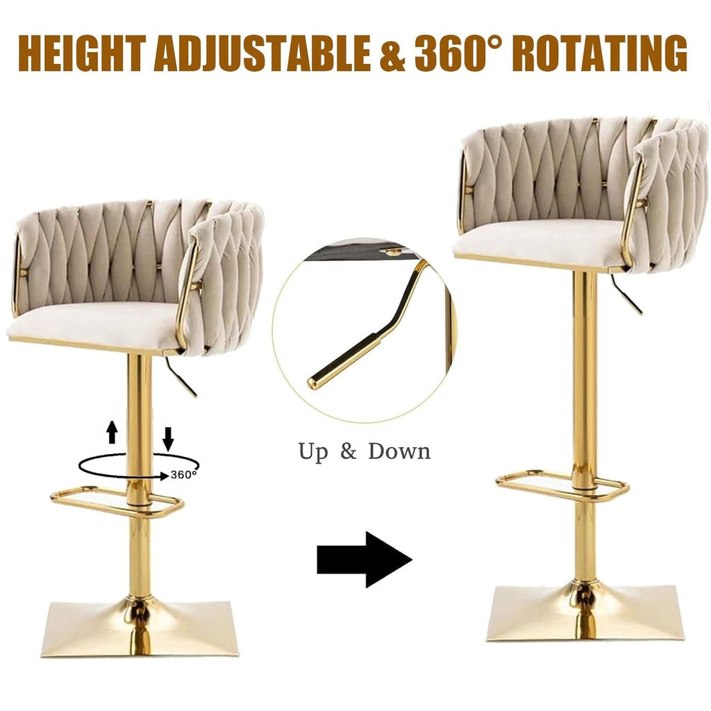 SERENITÀ Adjustable Velvet Bar Stools - Set of 2