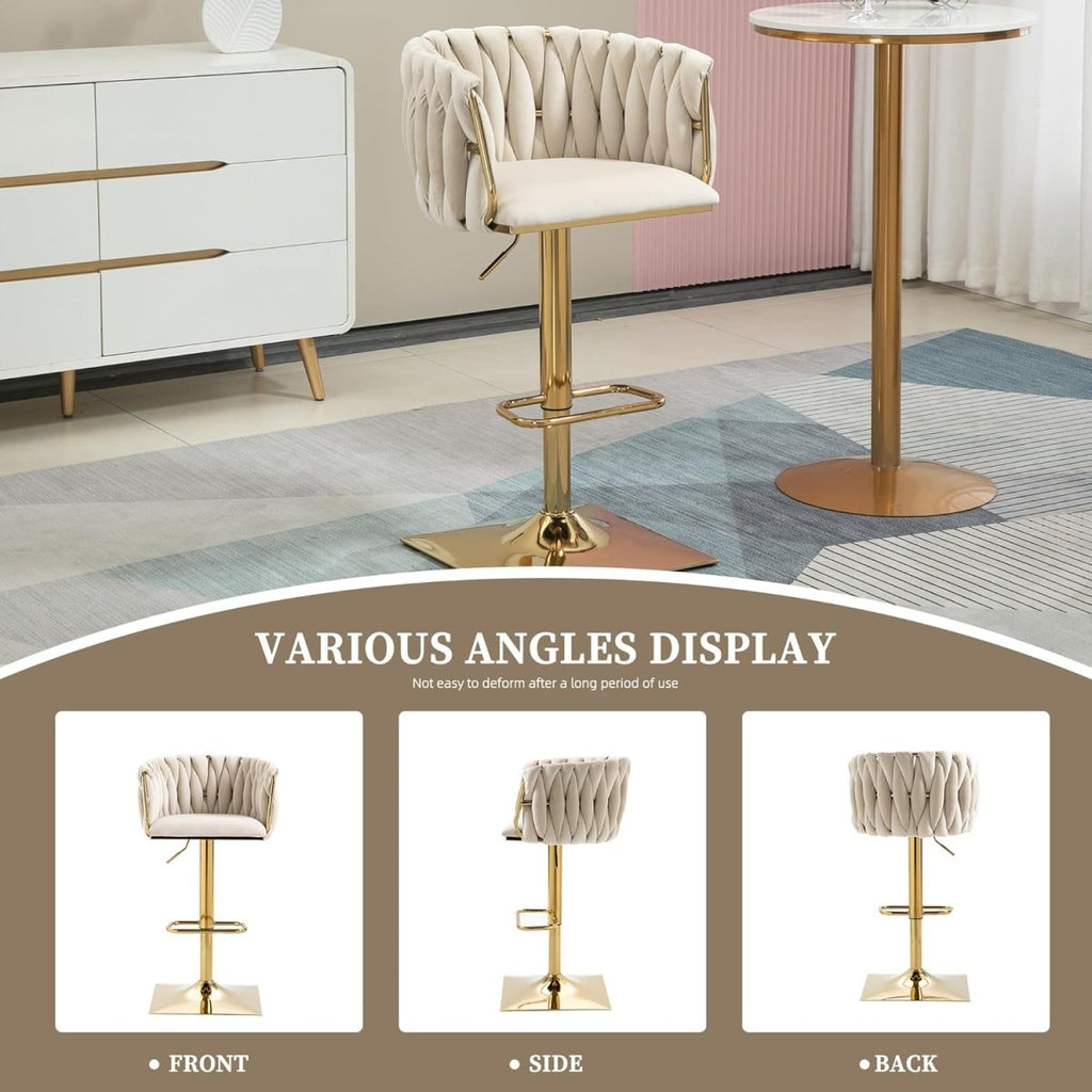 SERENITÀ Adjustable Velvet Bar Stools - Set of 2