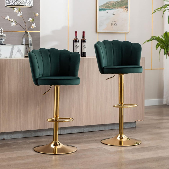 SERENITÀ Adjustable Velvet Swivel Bar Stools