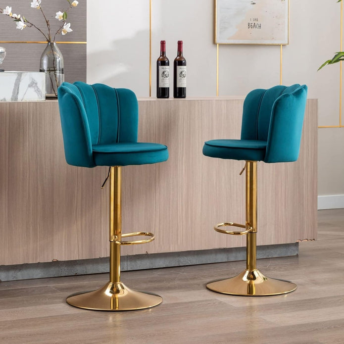 SERENITÀ Adjustable Velvet Swivel Bar Stools