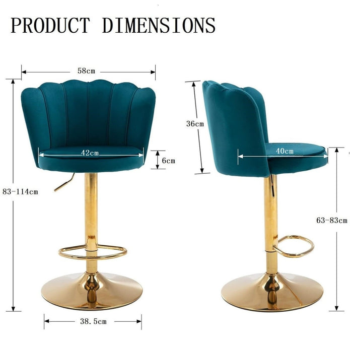 SERENITÀ Adjustable Velvet Swivel Bar Stools