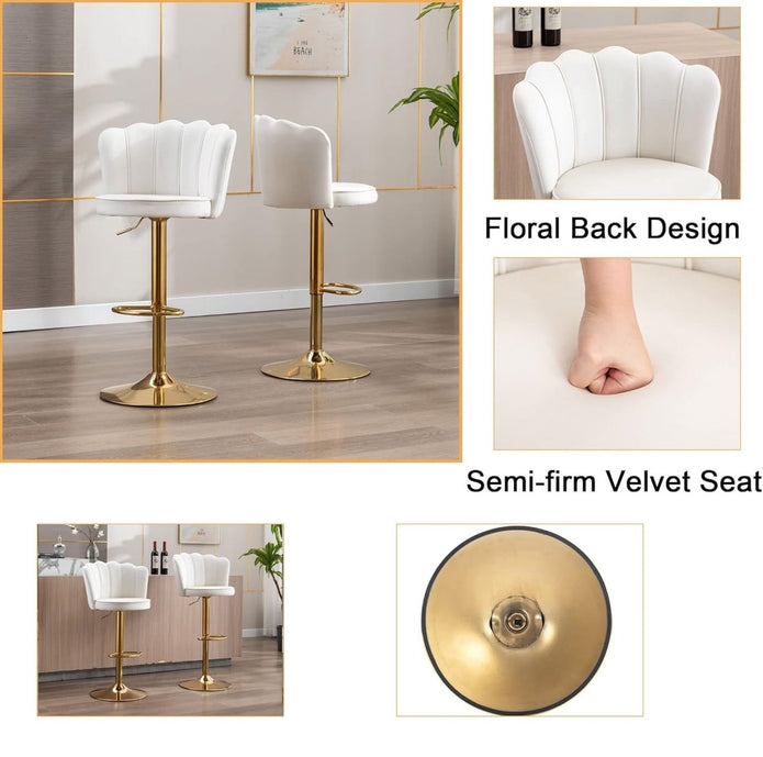 SERENITÀ Adjustable Velvet Swivel Bar Stools