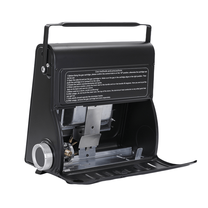 AMZ 1700W 2-in-1 Portable Outdoor Camping Butane Gas Heater Stove Steel Iron Aluminium Metal Manual Application for Travel