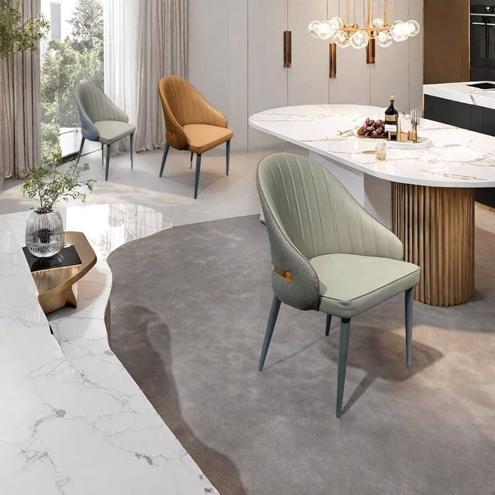 Mid Century Modern Faux Leather Dining Chairs Set