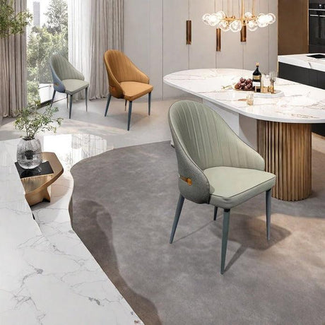 Mid Century Modern Faux Leather Dining Chairs Set