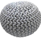 Hand-Knitted Braided Cotton Pouffe