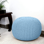 Hand-Knitted Braided Cotton Pouffe