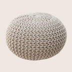 Hand-Knitted Braided Cotton Pouffe