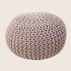 Hand-Knitted Braided Cotton Pouffe