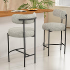 Sleek White Quartz Boucle Bar Stools
