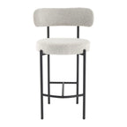 Sleek White Quartz Boucle Bar Stools