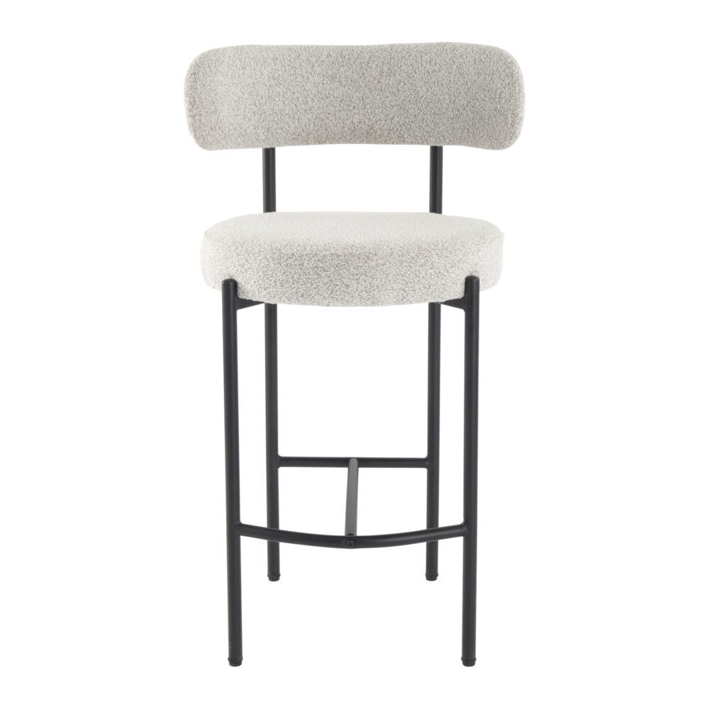 Sleek White Quartz Boucle Bar Stools
