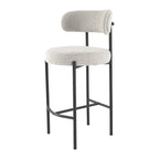 Sleek White Quartz Boucle Bar Stools