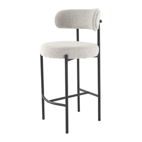 Sleek White Quartz Boucle Bar Stools