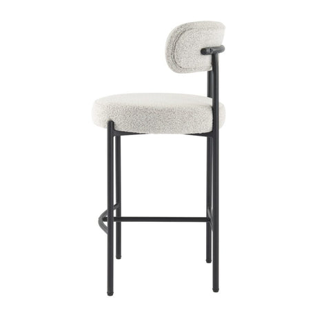 Sleek White Quartz Boucle Bar Stools