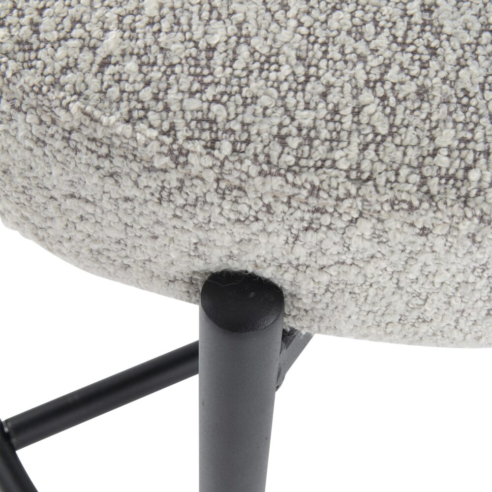 Sleek White Quartz Boucle Bar Stools