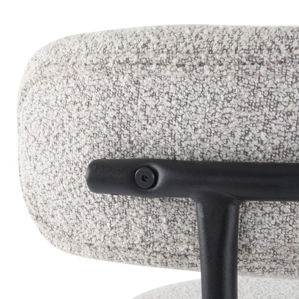 Sleek White Quartz Boucle Bar Stools