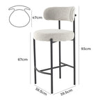Sleek White Quartz Boucle Bar Stools