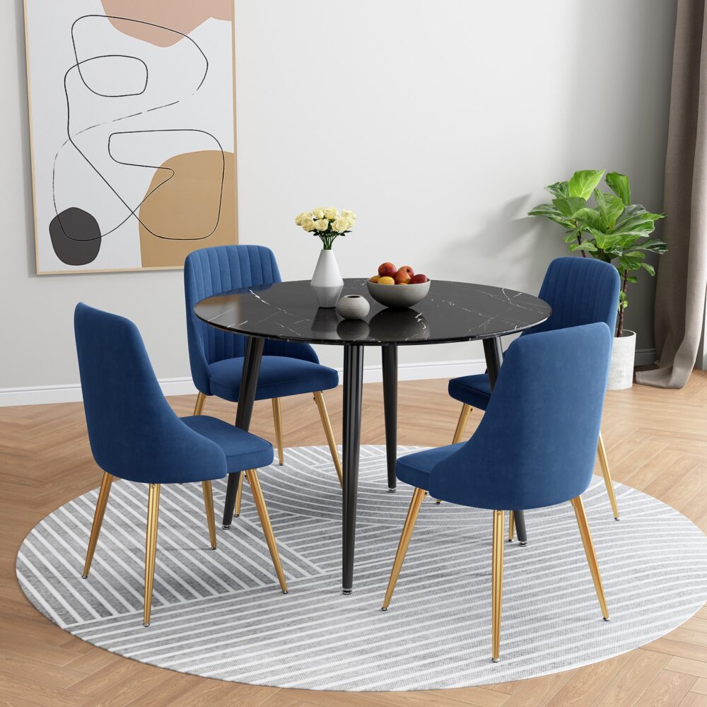 Elegant Marble Effect Round Dining Table