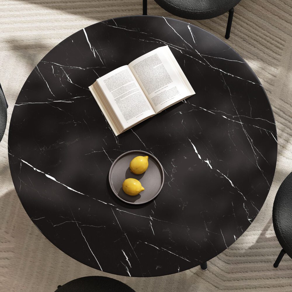Elegant Marble Effect Round Dining Table