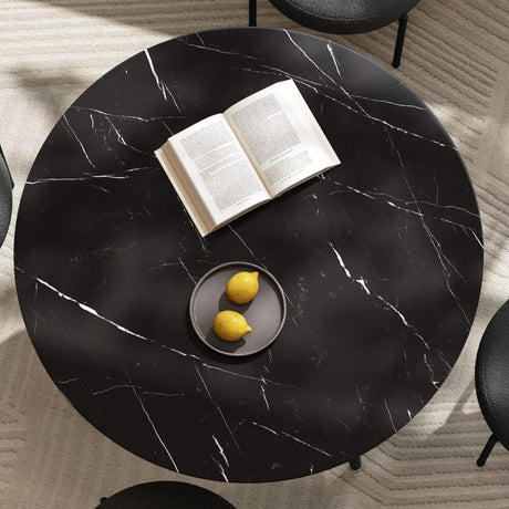 Elegant Marble Effect Round Dining Table