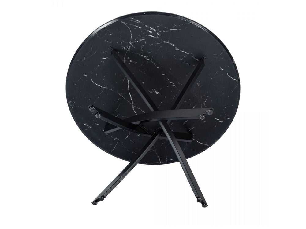 Elegant Black Marble-Effect Dining Table
