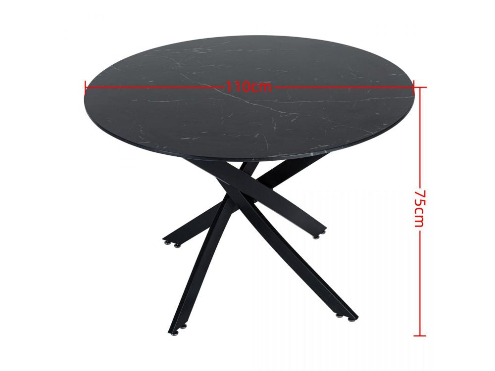 Elegant Black Marble-Effect Dining Table