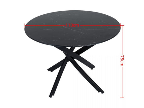 Elegant Black Marble-Effect Dining Table