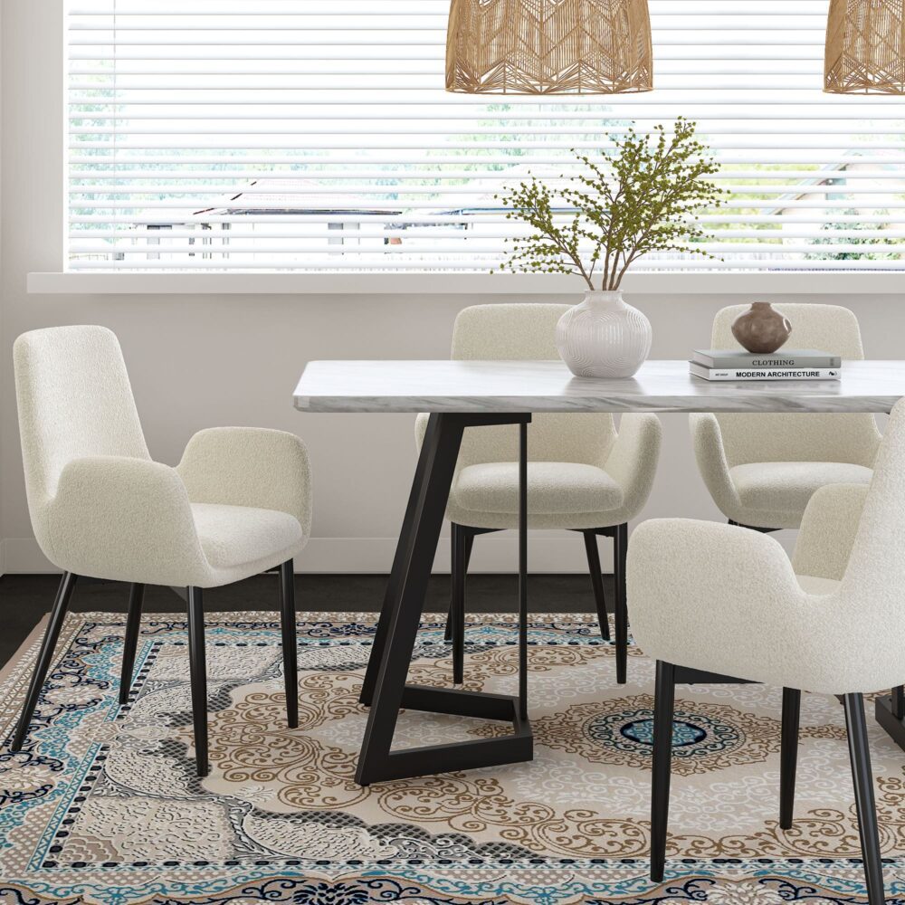 Elegant Rectangular Marble-Effect Dining Table