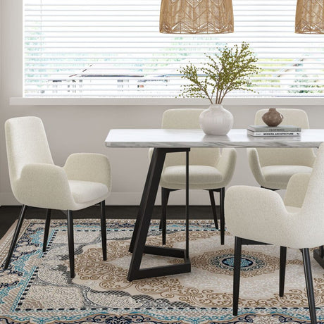 Elegant Rectangular Marble-Effect Dining Table