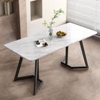 Elegant Rectangular Marble-Effect Dining Table