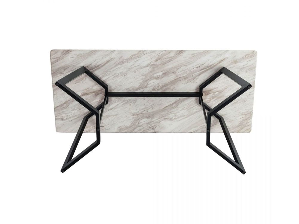 Elegant Rectangular Marble-Effect Dining Table