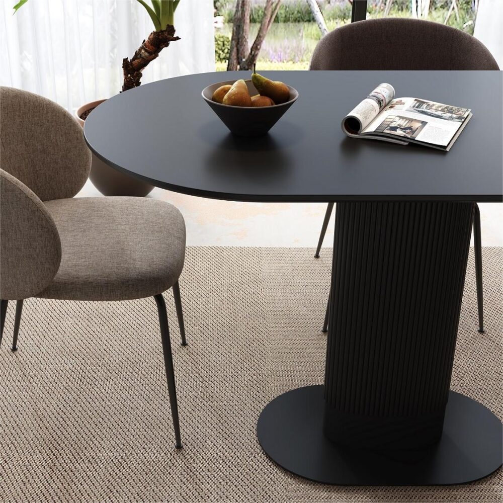 Elegant Black Oval Dining Table