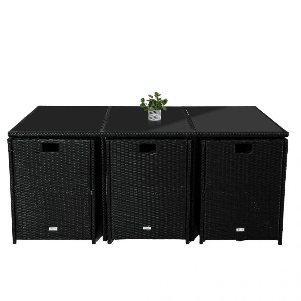 Bali 11 Piece Black Outdoor Dining Set