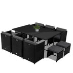 Bali 11 Piece Black Outdoor Dining Set