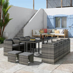 Bali 13PC Grey Rattan Outdoor Dining Set