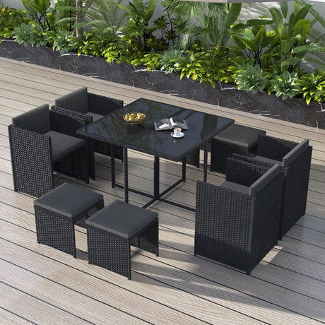 Horrocks 8-Seater Black Outdoor Dining Set